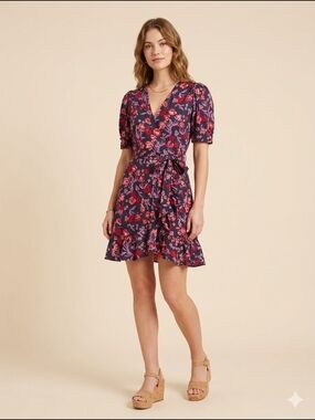 Draper James Floral Summer Criss Cross Southern Belted Mini Dress